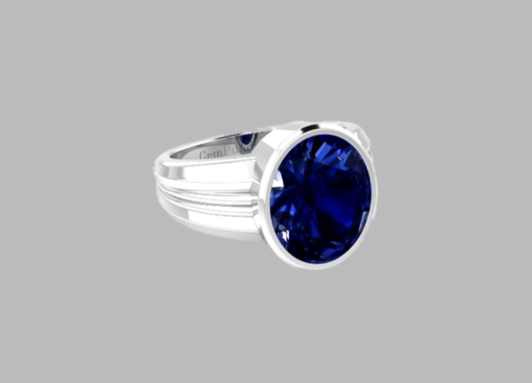 Certified Original Blue Sapphire Gold Plated Ring Panchdhatu Adjustable Neelam  Ring for Men & Women by