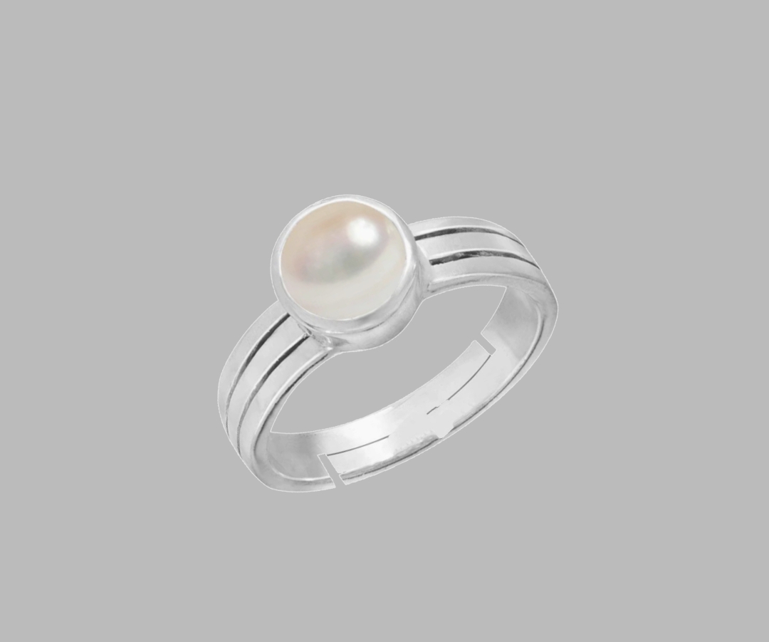 Ambika Jewellers - **Pearl (Sucha Moti) Sterling Silver Ring for  Girls/Ladies** Beautiful 925 Sterling Silver Pearl (Sucha Moti) Ring for  Girls/Ladies. Material : 92.5 Sterling Silver Size : 16,17,18. Wearability  : For