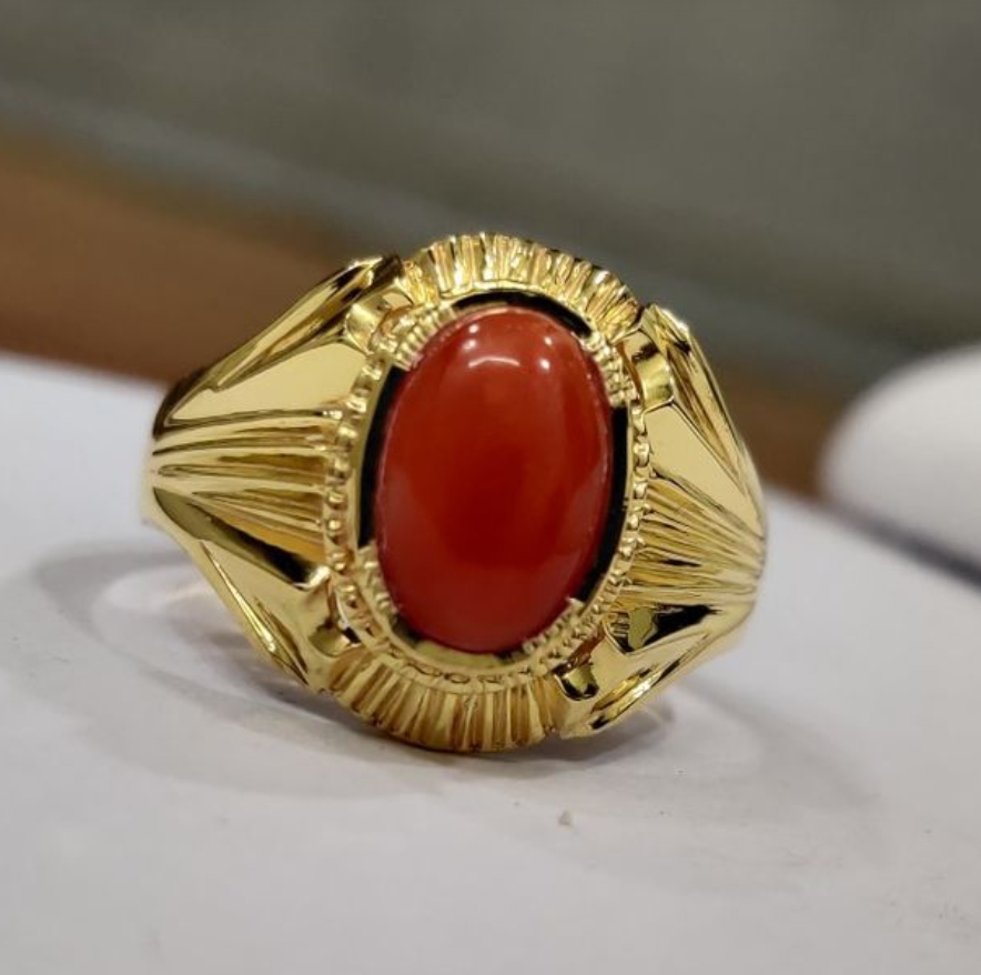 Aaaquality Natural Coral 5.00 Carat, 925 Sterling Silver Gold Plated  Handmade Ring for Men and Woman Handmade Ring - Etsy
